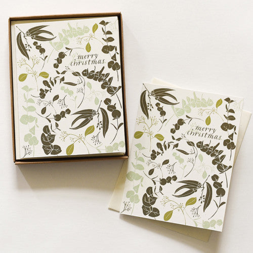 Botanical Christmas Cards Boxed Set for Happy Holiday note