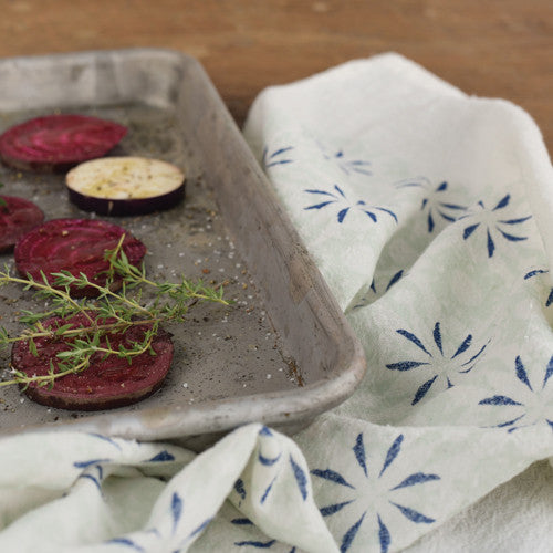 Mint Chicory Designer Pattern Flour Sack Kitchen Tea Towel