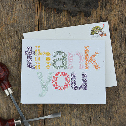 Woodblock Thank You Typography Stationery Card Box Set Blank Cards 2