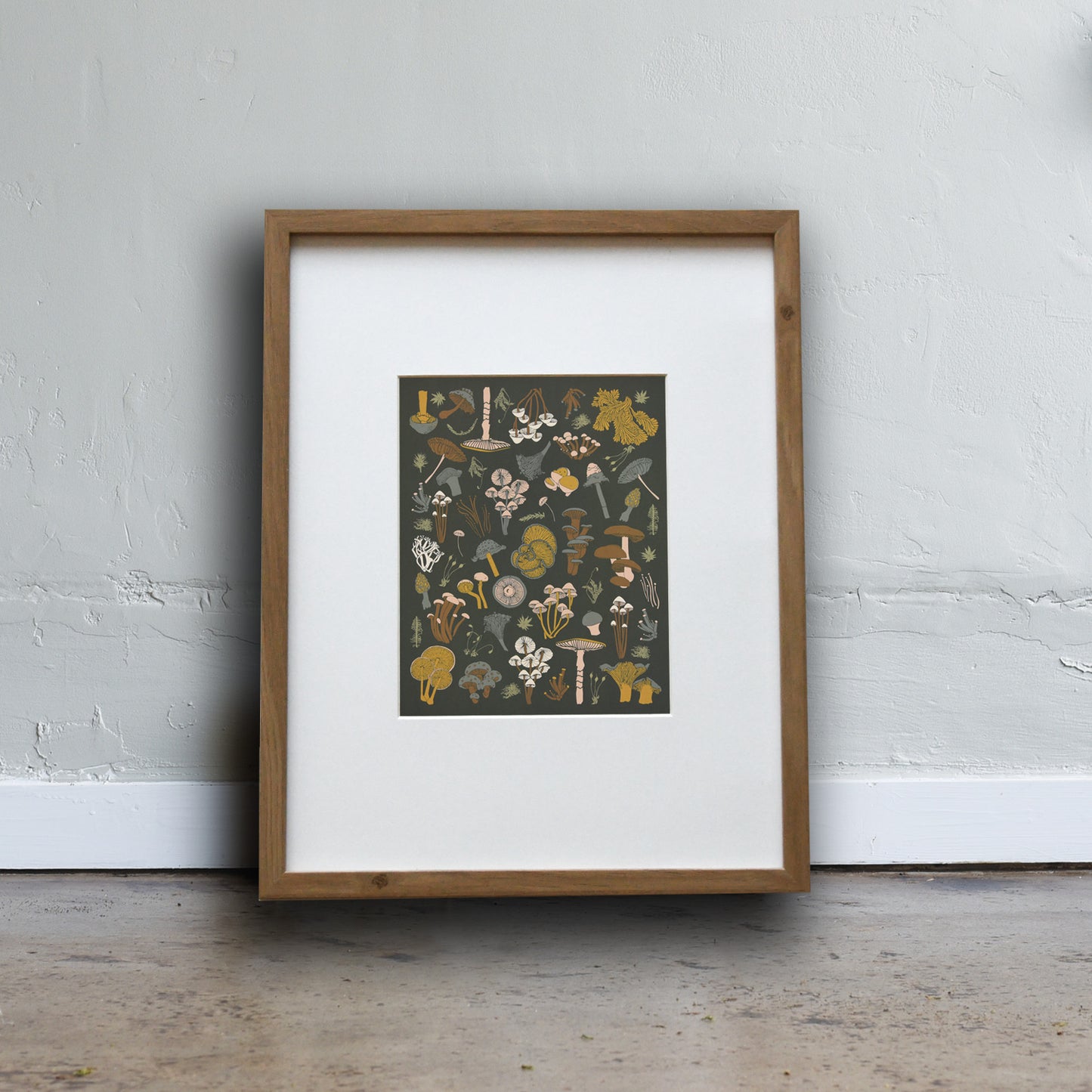 Forest inspired art print made from eco-friendly paper, printed with out Mosses and Mushrooms design. Designed by Katie Forte of June & December