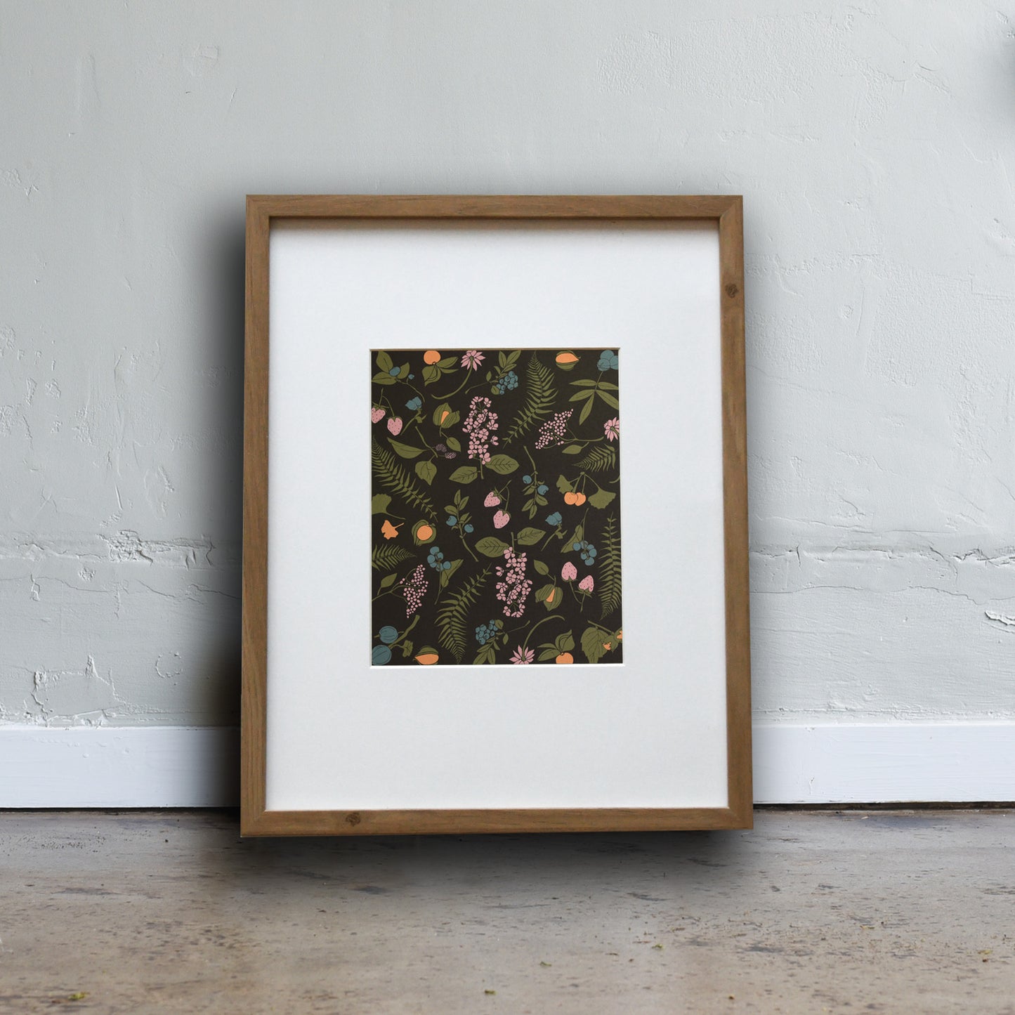 Nature inspired art print made from recycled paper, printed with our Wild Berries and Nuts design. Designed by Katie Forte of June & December