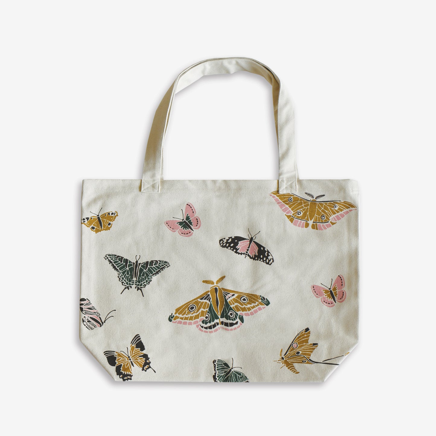 Designer Oversized Flower Market Tote Bag with Organic Cotton featuring prairie pollinator butt+AI160:AI163erfly artwork by June & December artist Katie Forte