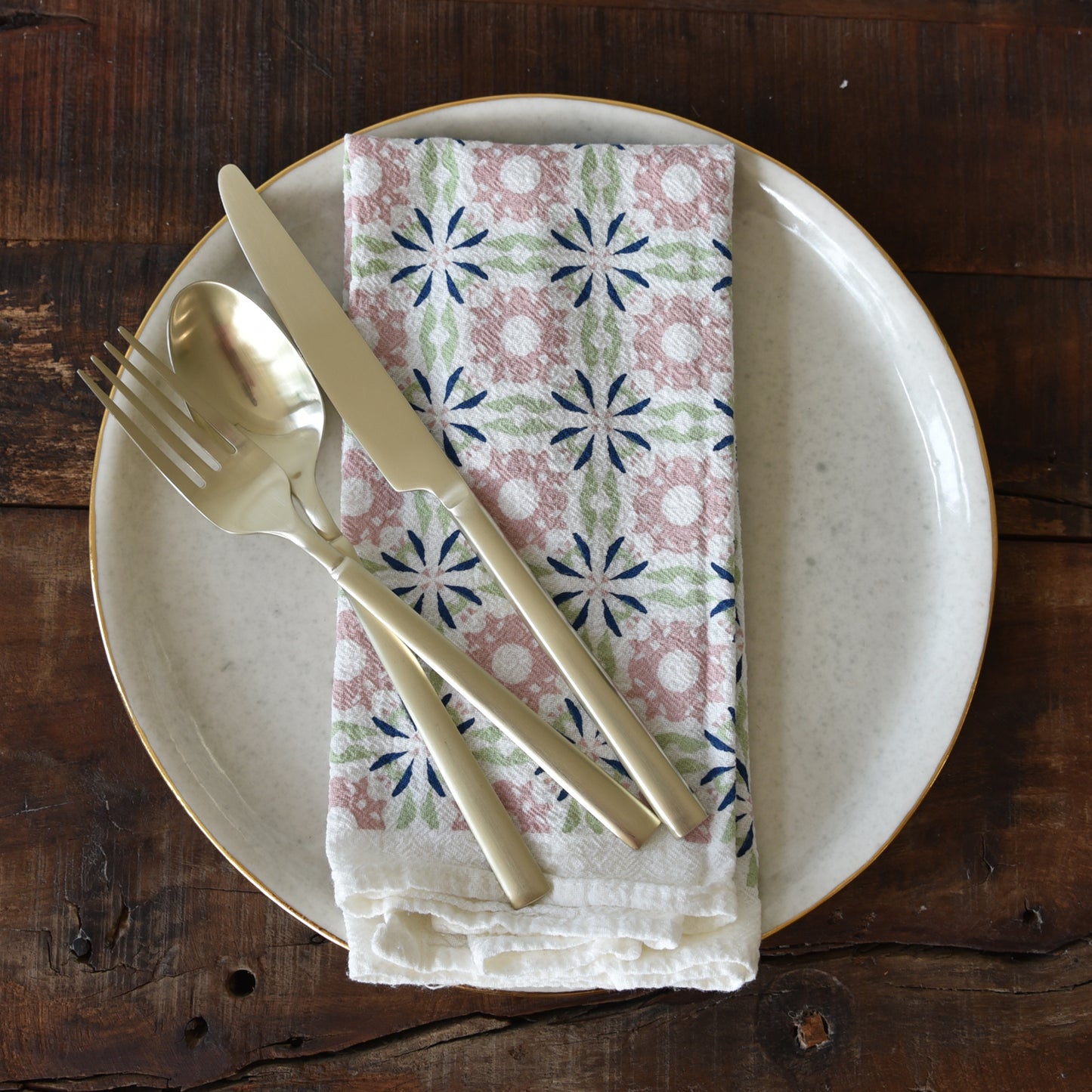 Cloth napkin flour sack with Cabbage Chicory design for the pattern loving person, designed by katie forte of june & december
