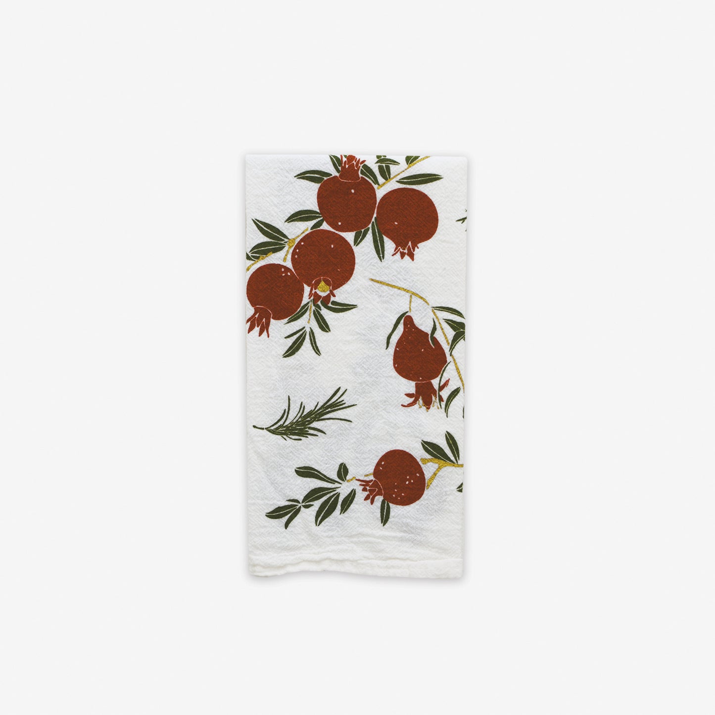 Cloth dinner napkins made with eco-friendly flour sack in the USA, featuring botanical Pomegranate holiday art by June & December artist Katie Forte