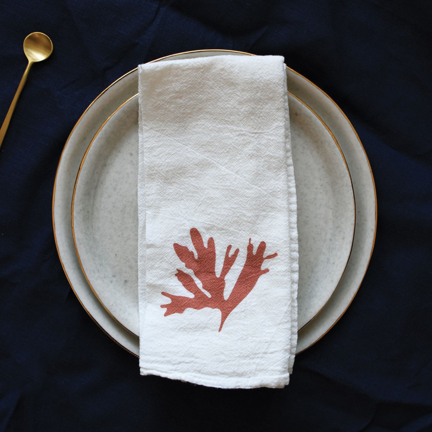 Cloth napkin flour sack with Red Algae design for the ocean person, designed by katie forte of june & december