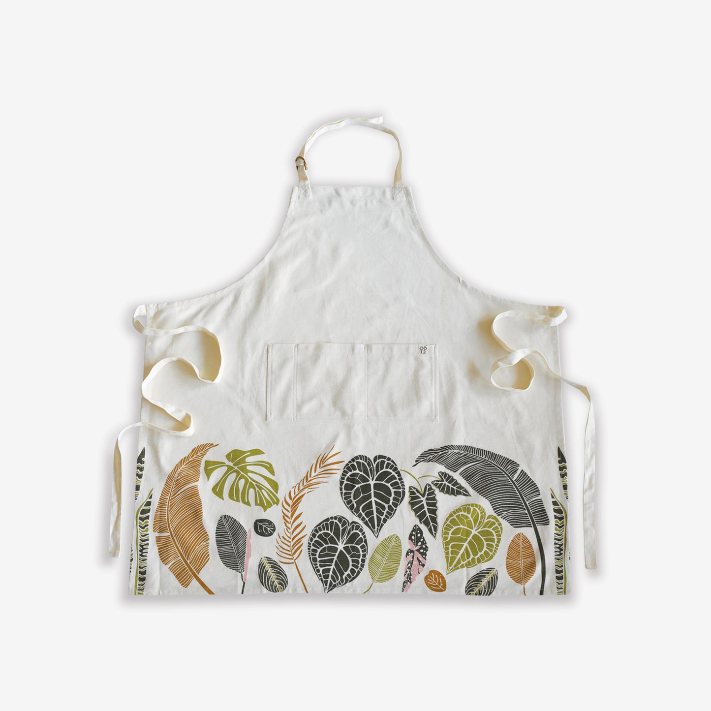 Designer Kitchen and Garden Apron with organic cotton featuring botanical garden plants artwork by june & december artist Katie Forte