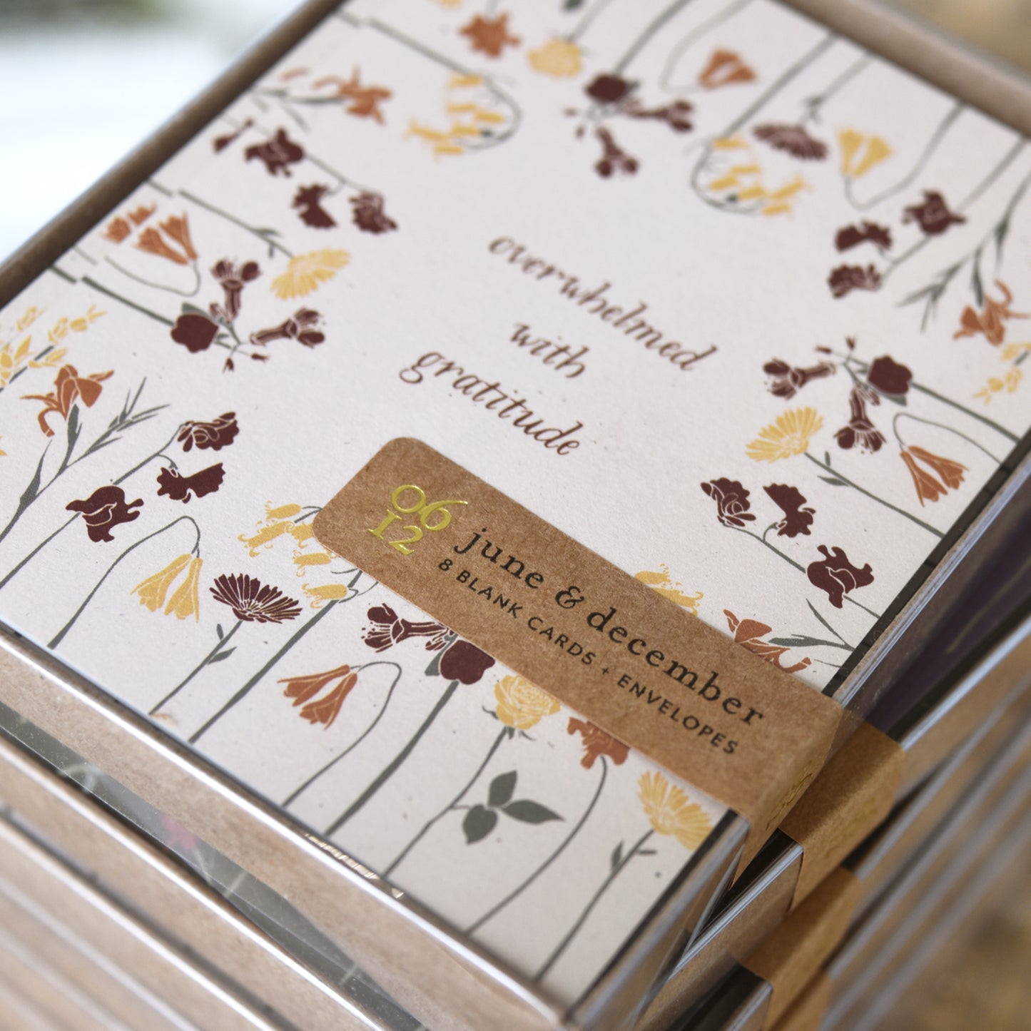 Eco-friendly greeting card with flower message of Gratitude, designed by katie forte of june & december