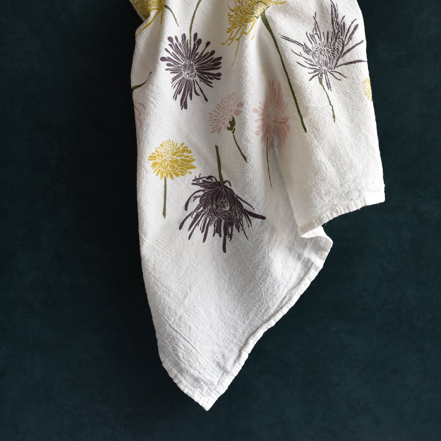 Flour sack tea towel perfect for picking Chrysanthemums from the garden, designed by Katie Forte of june & december