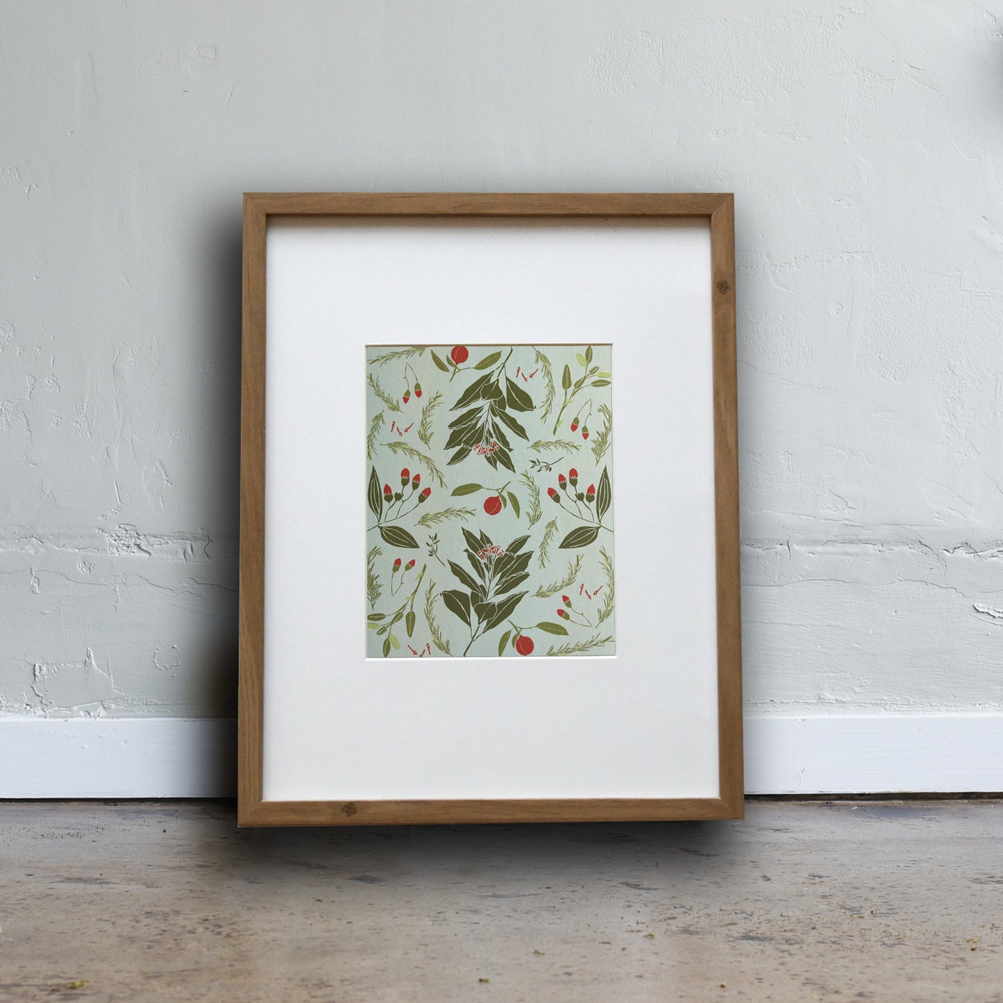 Nature inspired art print made from recycled paper, printed with out holiday Festive Flavors design. Designed by Katie Forte of June & December