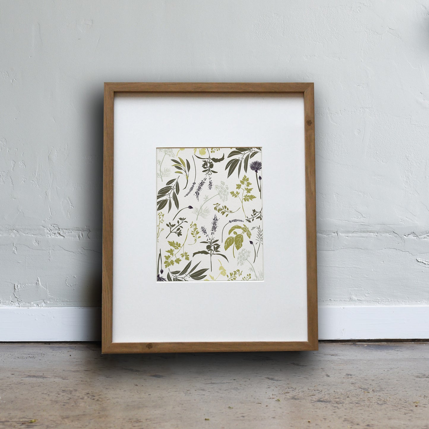 Garden inspired art print make from recycled paper, printed with our Garden Herbs design. Designed by Katie Forte of June & December