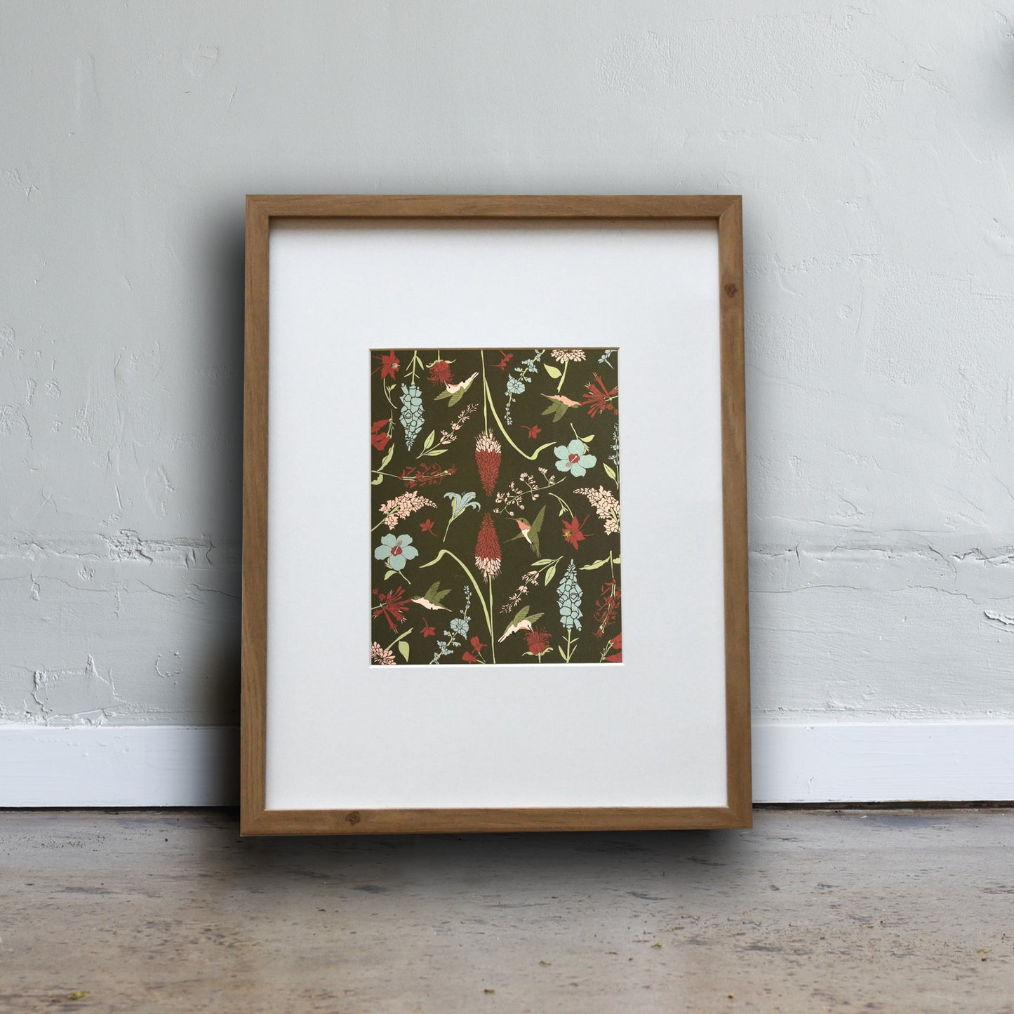 Nature inspired art print made from eco-friendly paper, printed with our Hummingbird Garden design. Designed by Katie Forte of June & December