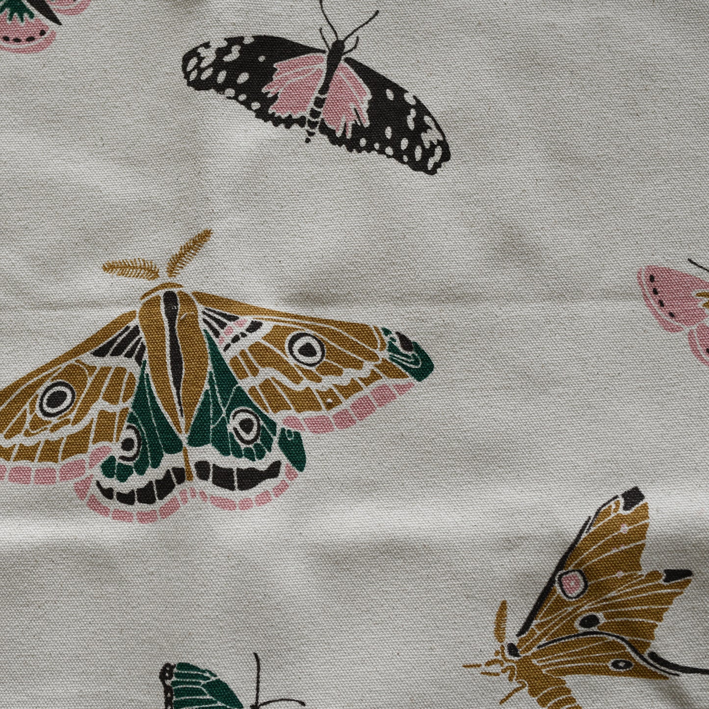 Designer Oversized Shopping Tote Bag with Organic Cotton featuring prairie pollinator butterfly artwork by June & December artist Katie Forte