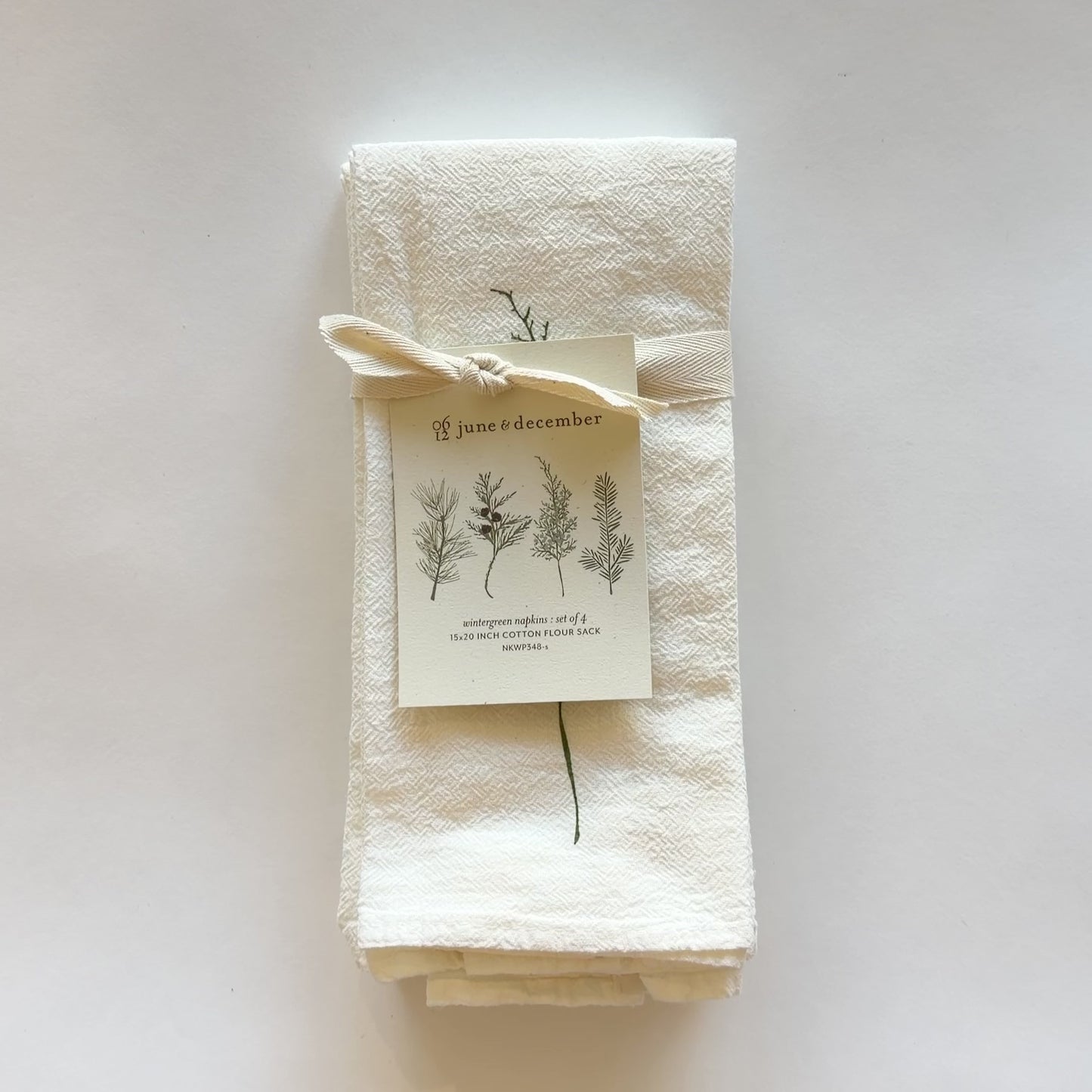 Load and play video in Gallery viewer, Video featuring our Wintergreen cloth napkin set, made out of flour sack cotton, designed by Katie Forte of June &amp;amp; December
