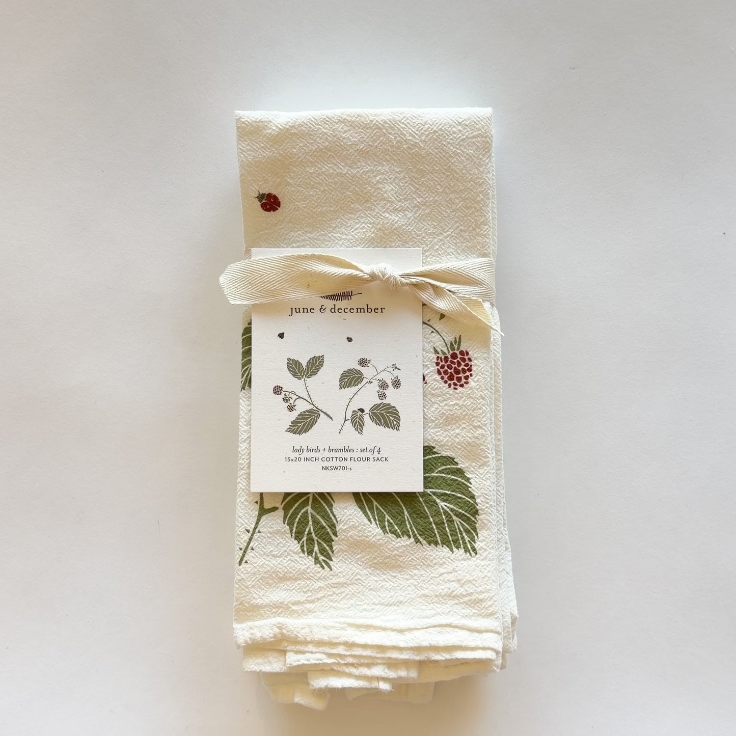 Load and play video in Gallery viewer, Video featuring our Lady Birds and Brambles design, printed on flour sack cotton, perfect for a summer picnic. Designed by Katie Forte of June &amp;amp; December
