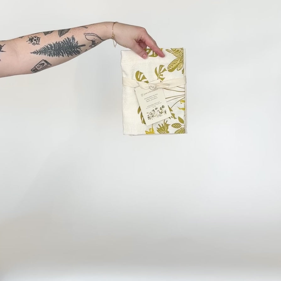 Load and play video in Gallery viewer, Video featuring our Rainforest Plants tea towel design, printed on flour sack cotton, a great gift for the plant lover. Designed by Katie Forte of June &amp;amp; December
