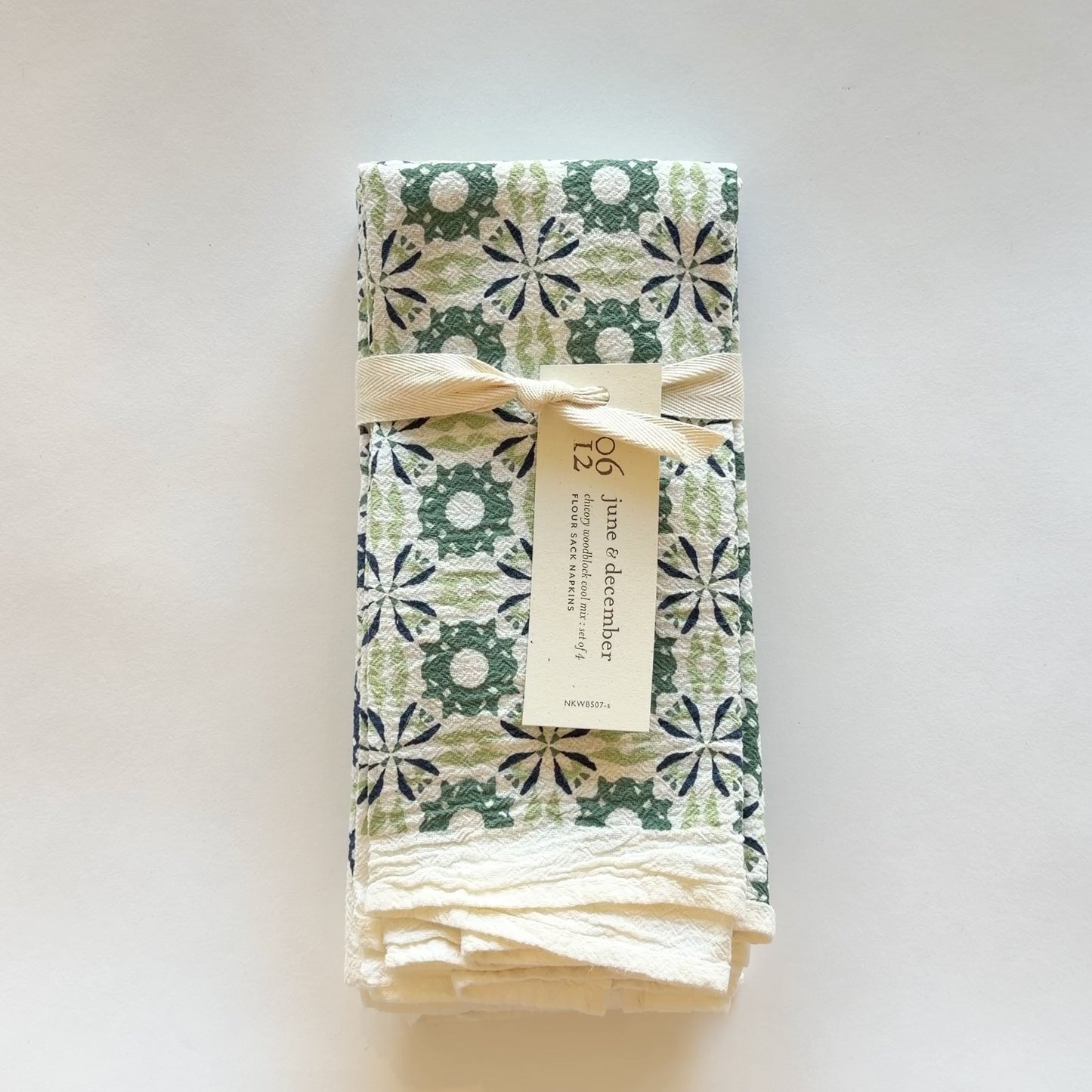 Video featuring our Cool Mixed Chicory design, printed on flour sack cotton, designed by Katie Forte of June & December