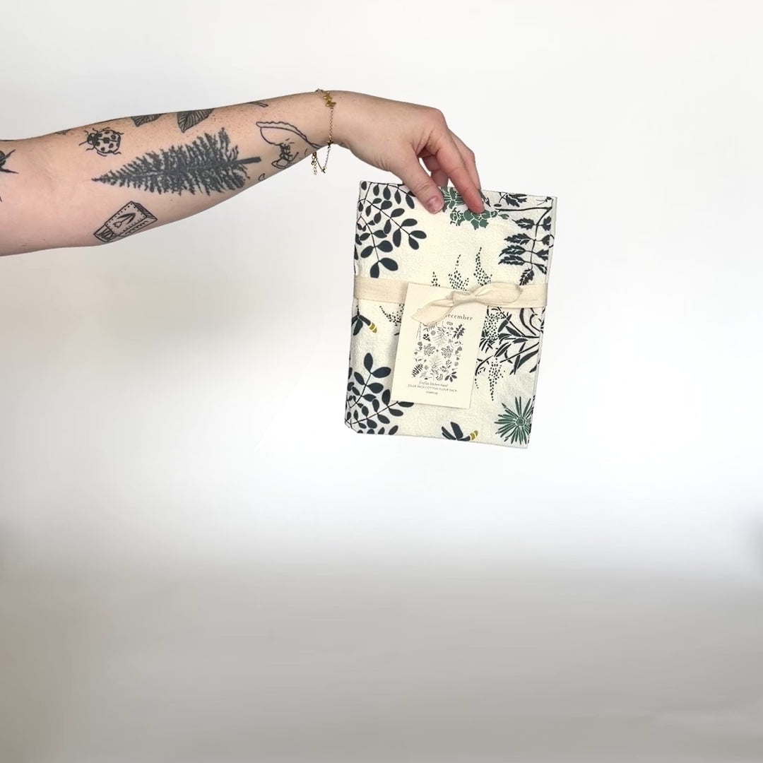 Load and play video in Gallery viewer, Video featuring our Fireflies tea towel, made from flour sack cotton, designed by Katie Forte of June &amp;amp; December
