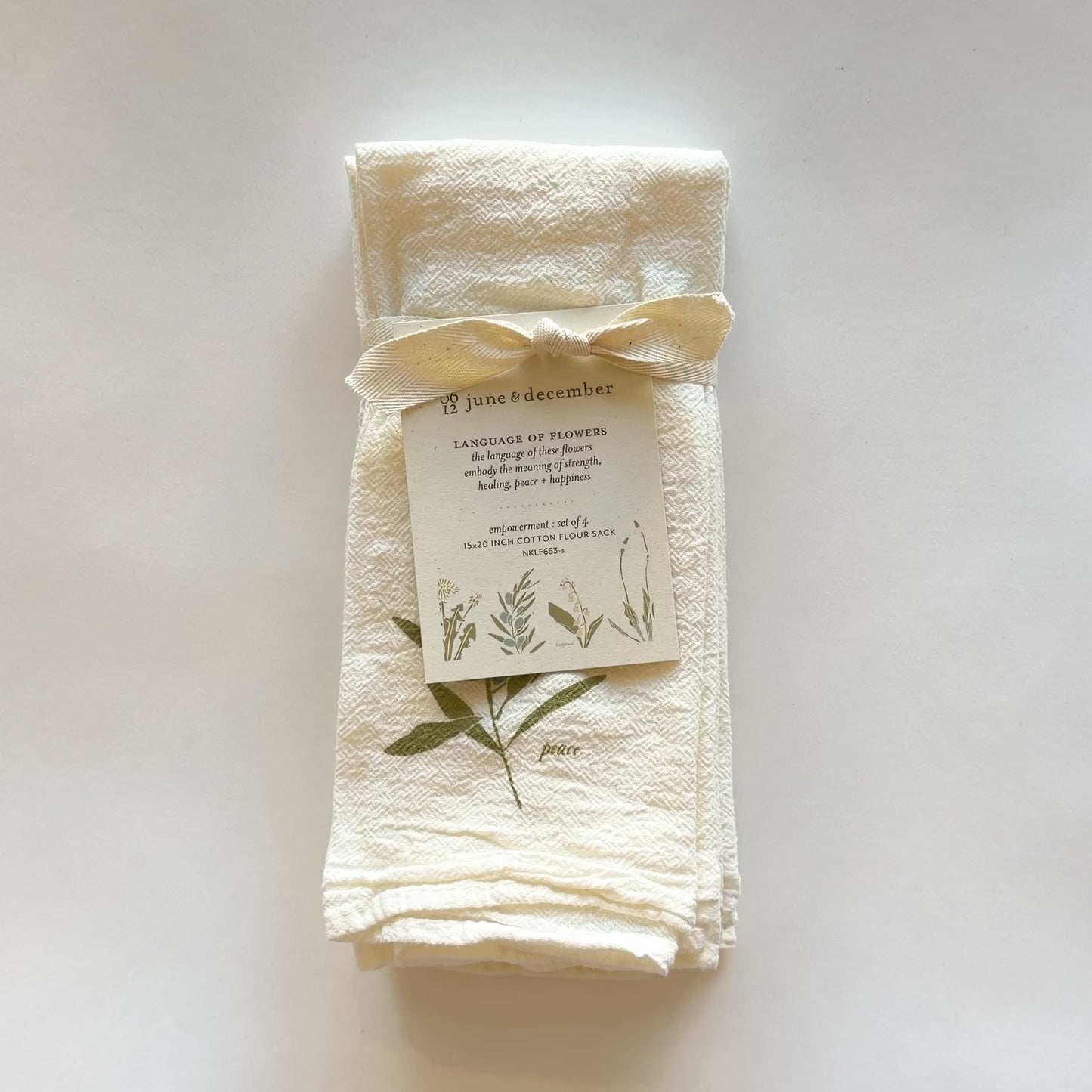 Load and play video in Gallery viewer, Video featuring our Language of Flowers design, showing the different flowers that are the collection. Made from flour sack cotton, designed by Katie Forte of June &amp;amp; December
