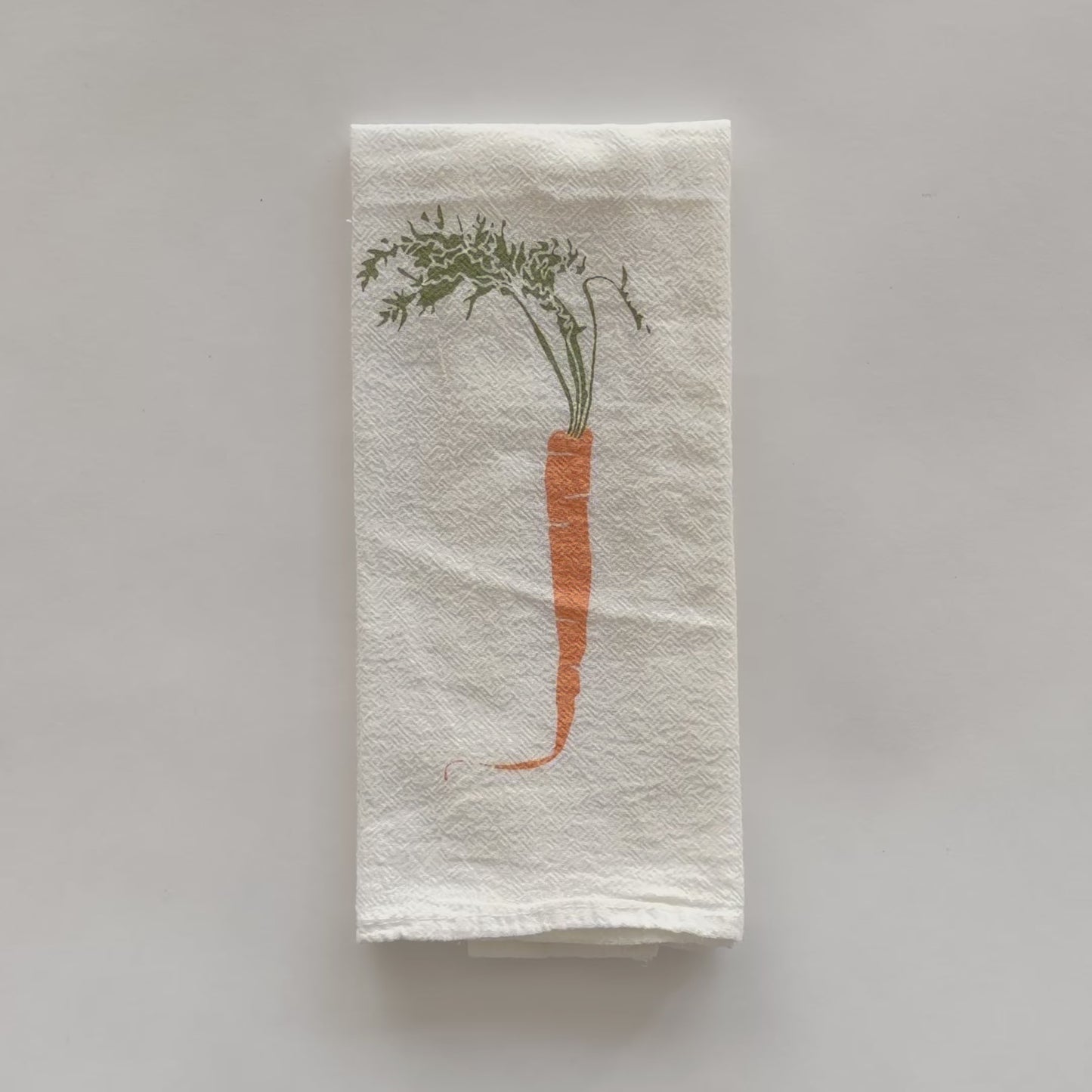 Load and play video in Gallery viewer, Short video featuring our Carrot and Radish  eco-friendly cloth napkin, showing both side of the design, designed by Katie Forte or June &amp;amp; December
