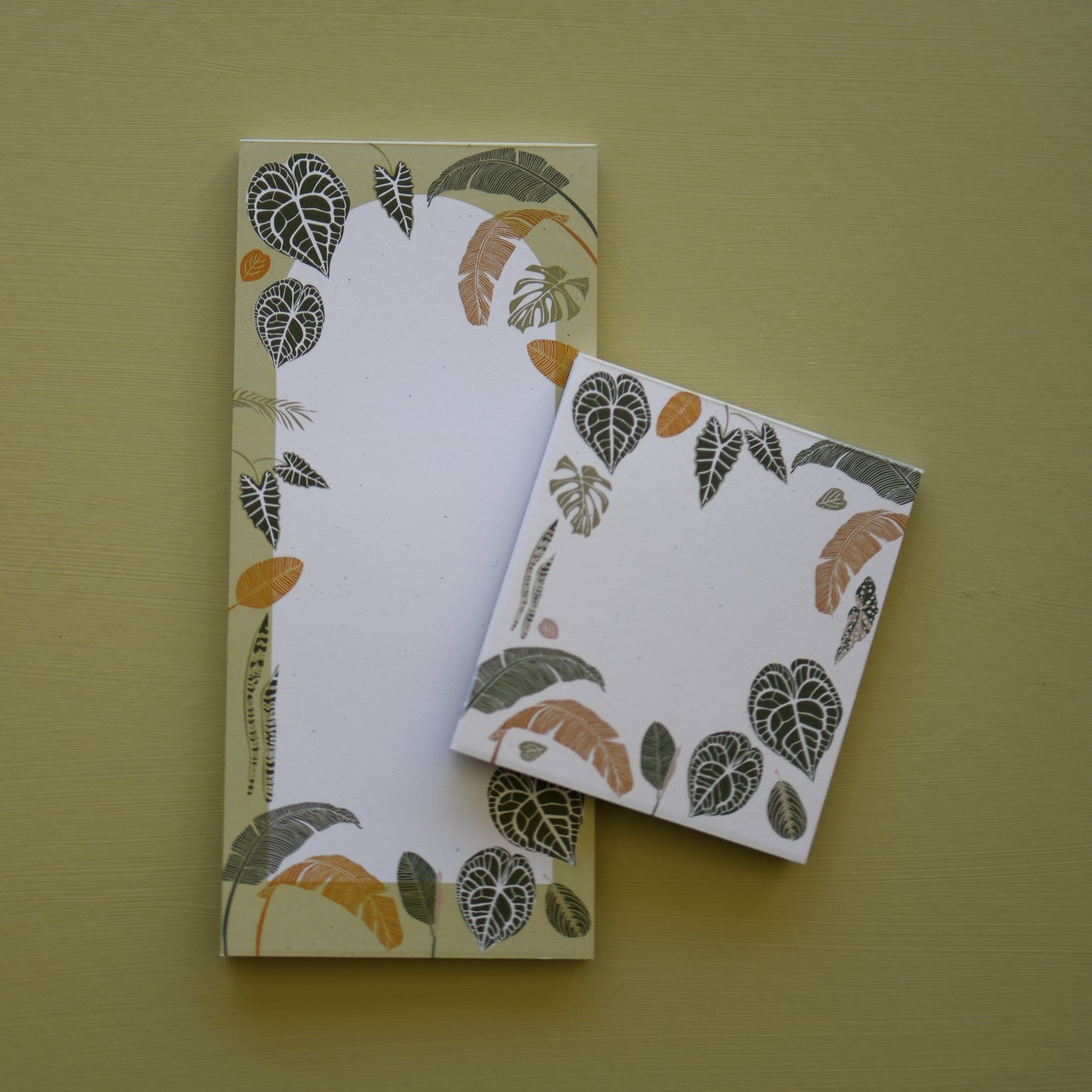 Recycled botanical garden plants design to-do non sticky mini notes with botanical illustration by June & December artist Katie Forte