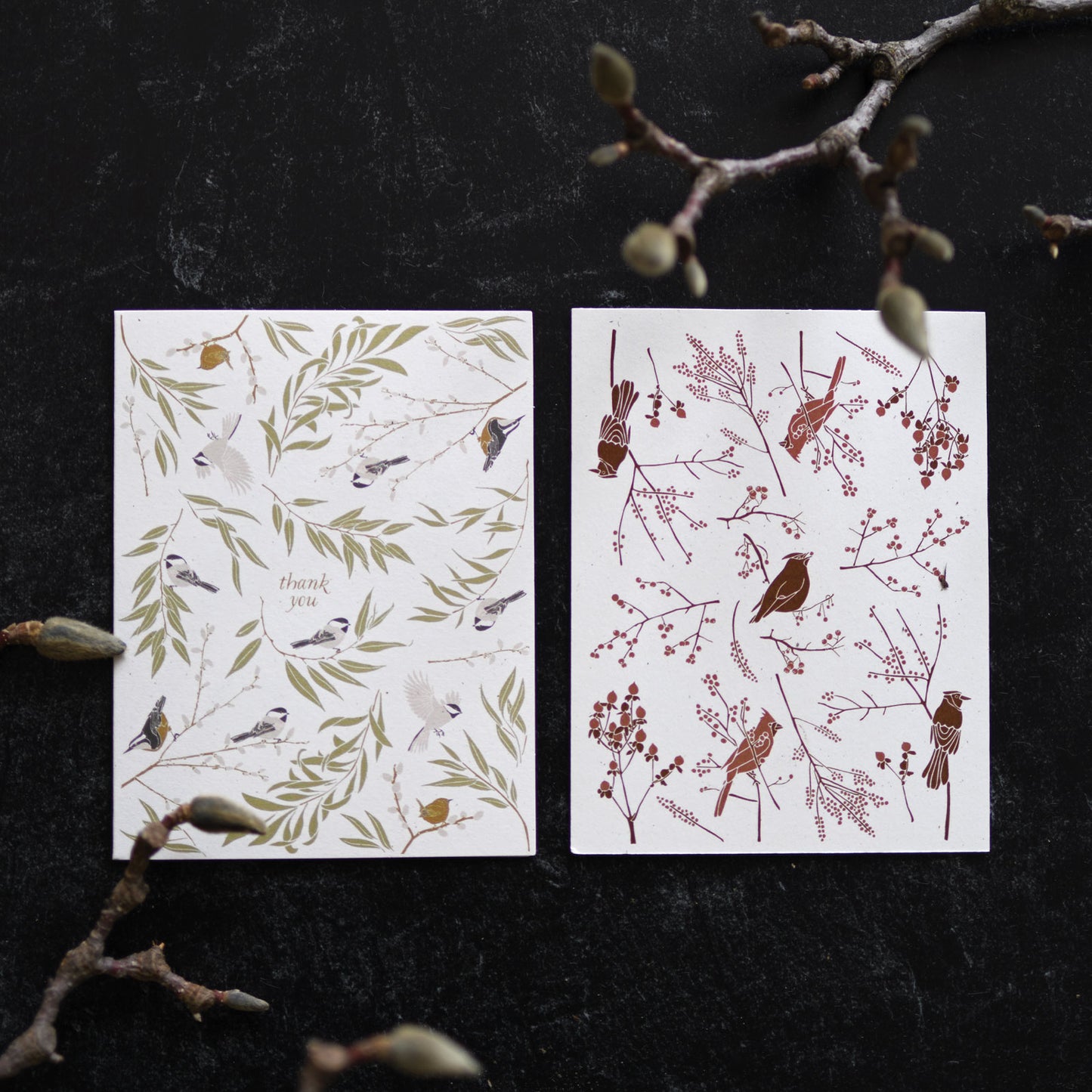 Greeting card made from recycled paper with Willow Thicket design for everyday use, designed by katie forte of june & december