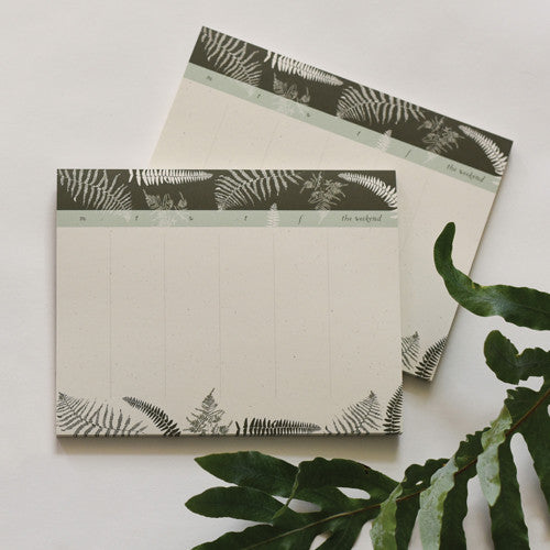 Fronds Botanical Weekly Desk Pad and wild fern notepad