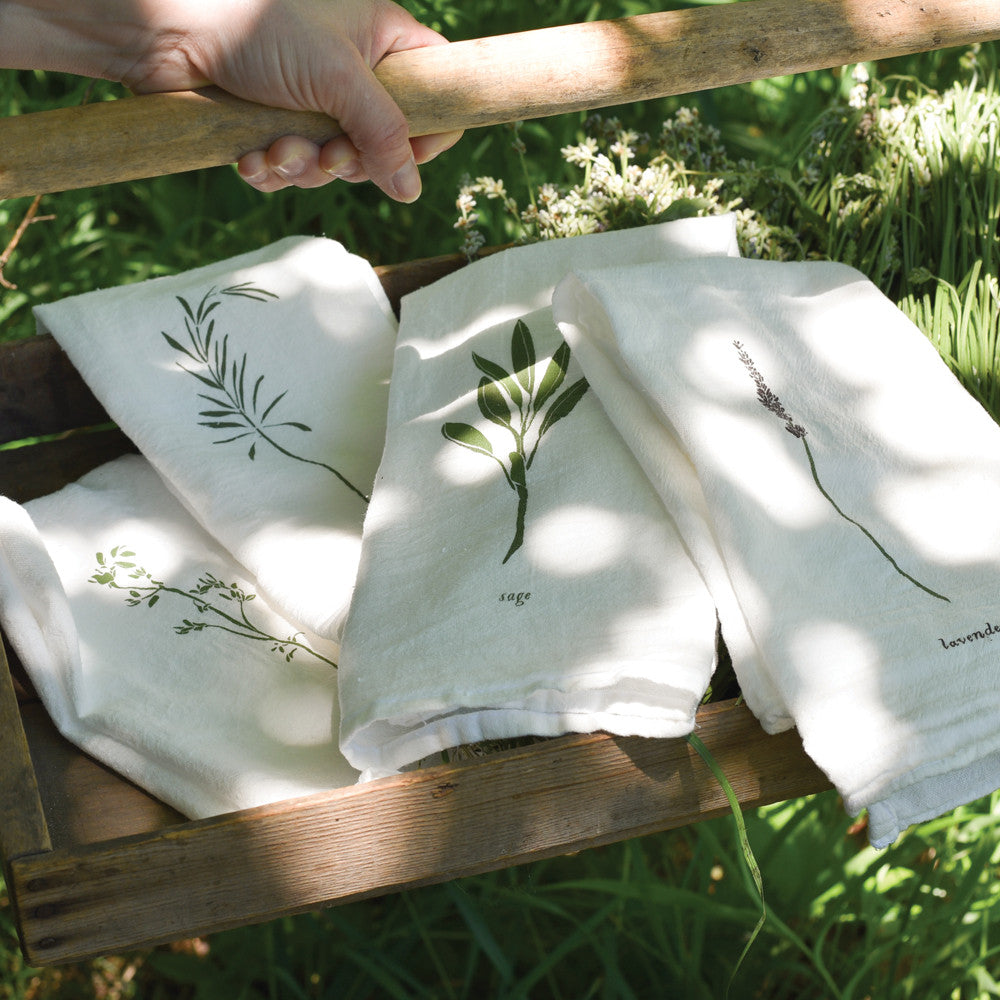 Load image into Gallery viewer, Garden Herb Flour Sack Napkin Set For Dining Tabletop Setting
