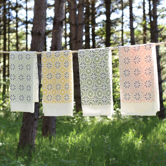 Meadow Designer Woodblock Pattern Flour Sack Kitchen Towel Set