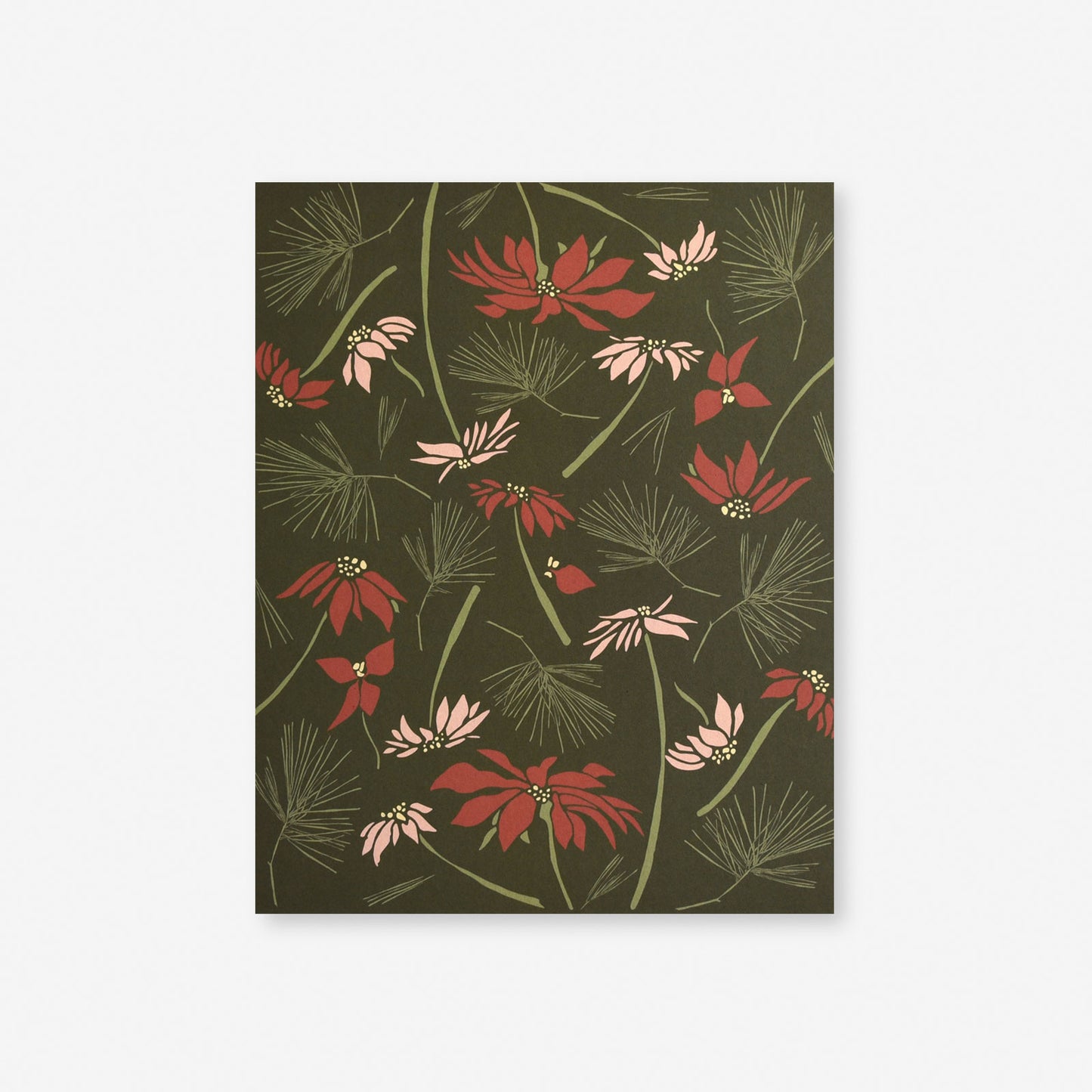 Poinsettia + Pine Art Print