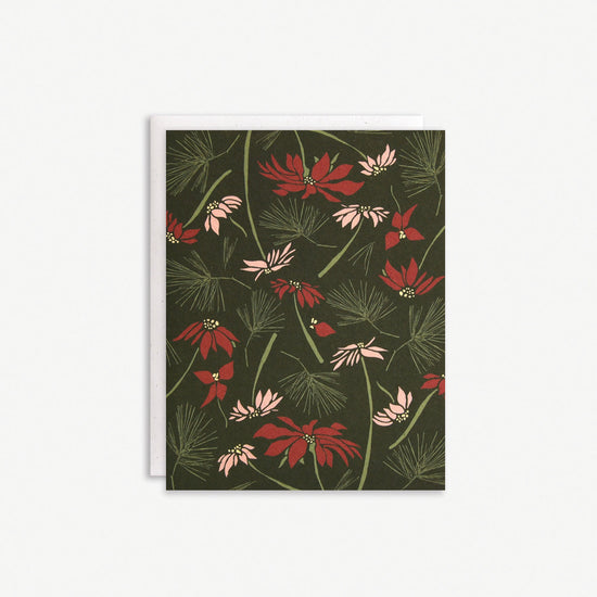 Poinsettia + Pine Card